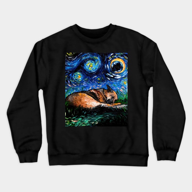 German Shepherd Night 4 Crewneck Sweatshirt by sagittariusgallery